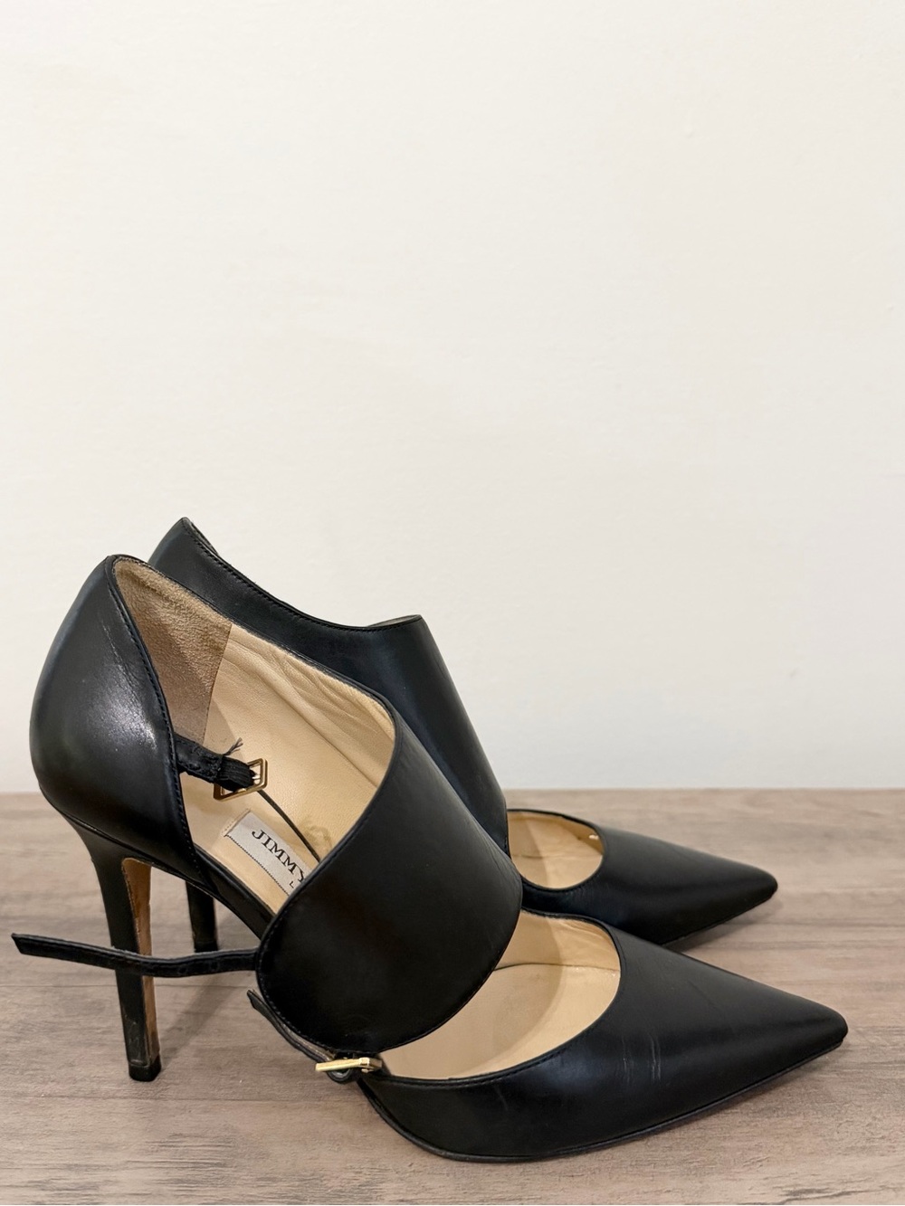 Jimmy Choo Black Pointed Toe Stiletto Shoes Monk-Strap Pumps for Women 5